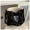 Bolsa Casual de Lona Simple de Gran Capacidad para Mujer 2024 Nueva Moda Bolso Tote de Hombro con Letras Impresas