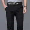 Pantalones Casuales Gruesos de Algodón Puro Talla Grande para Hombre Otoño e Invierno Negocios Sueltos Rectos Elásticos Pantalones de Hombre Cintura Alta Negros Largos