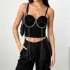 Top sexy europeo y americano sin tirantes de espina de pescado transfronterizo para uso en el escenario, bustier con adornos de pedrería con camisola pequeña, estilo sexy para el escenario