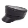 Haining Sombrero Plano de Piel de Oveja Genuina Otoño e Invierno para Hombre y Mujer Pareja Estudiante Estilo Coreano Sombrero Azul Marino Fabricante Moderno