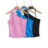 Sentido del Diseño Puro Sexy Spice Girl Un Hombro Tejido Sling para Mujer Cuello con Cordones Cintura Plisada Adelgazante Chaleco Interior