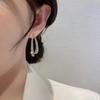 Pendientes de botón de plata S925 estilo coreano con pedrería, aretes geométricos de arco cruzado con forma de cola de pez, aretes simples para todo, accesorios al por mayor