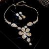 Conjunto de collar con colgante de flor y gotas de agua de diamante, estilo industrial europeo y americano, exquisita cadena de clavícula, collar ligero de lujo de alta gama.