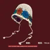 Gorro Tejido Hecho a Mano con Colgante de Perla Hueca para Mujer, Gorro de Punto Estilo Étnico, Gorro Holgado Vintage para Circunferencia Grande de la Cabeza