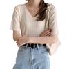 Top de Punto de Seda Fresco de Verano para Mujer, Camisa Base Fina Holgada, Manga Corta Versátil, Venta al por Mayor Transfronteriza