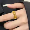 Anillo Minimalista de Diseño de Nicho con Trébol de Cuatro Hojas Superpuesto para Mujer, Nuevo Anillo Abierto Ajustable de Moda de Lujo Ligero para Viajes de Negocios para Mujer