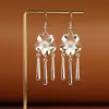 Joyería de Estilo Étnico Hecha a Mano Plata Miao Accesorios para Pendientes DIY Base Portador Vacío Incrustado con Piezas Bordadas Borla Pequeña Soporte para Oreja Retro