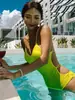 2024 AliExpress Europeo y Americano Comercio Exterior Nuevo Tejido Color Sólido Grande Espalda Descubierta Sexy Bañador de Una Pieza para Aguas Termales