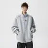 Moletom Cinza Pesado de Cor Sólida com Gola Alta Ximujia para Homens e Mulheres, Primavera e Outono Estilo Americano Cleanfit Casual 2026 Jaqueta Tendência
