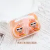 Estuche de contacto de dibujos animados, diseño de parche 3D, lindo estuche compañero para lentes de contacto, estuche de cuidado, tapa que no se gira, portátil