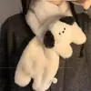 Conjunto de Duas Peças de Luvas e Cachecol de Ciclismo para Estudantes de Inverno Luvas e Cachecol de Cachorro Pacha de Pelúcia Fofo Espessado