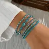Venta Caliente Transfronteriza de Temu Pulsera DIY de Cuentas Turquesas Estilo Bohemio Tejida a Mano Set Mult piezas de Joyería de Mano