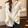 Suéter cárdigan tejido 2026 con solapa, primavera y otoño, ajuste slim, holgado, nuevo estilo, chaqueta de punto con cremallera para mujer