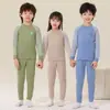 Conjunto de Roupa Íntima Térmica Infantil para Meninas e Meninos, Camiseta e Calça Camada Base para Crianças Mais Velhas e Crianças Pequenas, Roupa de Outono com Mangas Raglan