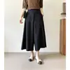 Em estoque Calça feminina plissada chic elegante coreana cintura alta perna larga corte A solta cintura elástica versátil calça cropped