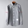 Camisa TB JL Outono e Inverno Marca Tendência Listrada Manga Dupla Jaqueta Camisa Forrada com Lã Jaqueta Casual Espessa para Homens e Mulheres