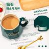 Regalos creativos taza de cerámica con tapa cuchara estilo nórdico taza de café reunión anual de empresa beneficios para empleados logo imprimible