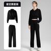 Nuevo Traje Deportivo de Otoño Dos Piezas Cuello Alto Media Cremallera Sudadera Deportiva Pantalones Deportivos Anchos Sueltos de Alta Elasticidad para Mujer