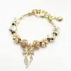 Pulsera de cuentas con diseño de chica dulce fresca, estilo amor rosa margarita, pulsera de bola de diamante hueca, nueva de primavera y verano