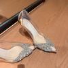 Zapatos de Tacón Alto para Mujer 2026 Estilo Nuevo Mariposa con Pedrería Punta Fina Tacón de Aguja Zapatos de Cristal Transparentes Estilo Francés Zapatos de Dama Zapatos de Boda