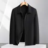 Jaqueta de Lã Raglan Dupla Face Masculina Casaco de Lã Lapela Simples Estilo Pai de Meia-Idade Roupa Masculina Outono Inverno