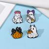 Broche de Fantasma Blanco de Halloween Personalizado Divertido Insignia de Calabaza Diamante de Fiesta Navideña Dibujos Animados Accesorios para Niños