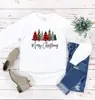 Camiseta Navideña a Cuadros y Estampado de Leopardo con Árbol de Navidad, Cuello Redondo, Manga Larga para Mujer, Manga Corta