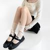 Meias Finas de Verão Estilo Coreano com Etiqueta em Inglês, Meias Folgadas Planas, Meias Versáteis Respiráveis Cinzas