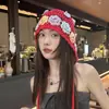 Nuevo Sombrero de Punto Artístico para Mujer de Primavera y Verano, Retro, Tejido Hueco, Borlas, Punta Cubierta, Correa para Protección de Orejas, Gorro de Punto