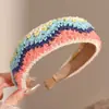 Diadema de punto estilo retro americano de ala ancha, de alta gama, adecuada para frentes amplias, a la moda, versátil para uso diario y para ir al trabajo, pinza para el pelo y accesorio para el cabello