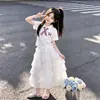 Conjunto de Falda y Camisa Polo para Niñas Moda Dibujos Animados Manga Corta Camiseta Dulce Falda de Pastel de Princesa Verano Delgado Conjunto de Dos Piezas