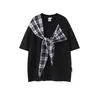 Camiseta de Manga Corta para Hombre, Marca de Tendencia Estilo Americano 2025, Parche de Lazo, Diseño Holgado de Verano, Top de Cuello Redondo de Nicho