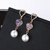Aretes Geométricos de Verano Nuevos con Perlas Estilo Coreano Simples Combinables en Forma de Corazón con Lentejuelas Dulces Aretes Joyería de Moda para Mujer
