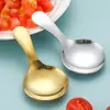 Cuchara de acero inoxidable 304 Cuchara dorada de mango corto y cabeza redonda Cuchara para ensalada de frutas Cuchara para postre de helado Cuchara para condimentos Cuchara para té