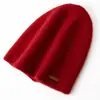 Gorro de cachemir 100% puro para hombre y mujer de otoño e invierno, gorro de punto de cachemir puro versátil, protección para las orejas, gorro de pareja apilado