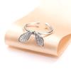 Anillo Oreja de Conejo Dulce Estilo Coreano Micro Zircón Anillo de Dedo de Tamaño Ajustable con Abertura Anillo Chapado en Oro para Mujer