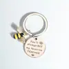 Llavero de Goteo de Aceite de Girasol y Abeja Más Vendido Transfronterizo Etiqueta Grabada de Acero Inoxidable Colgante para Bolsa de Regalo del Día del Maestro