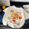 Camiseta de Manga Corta con Muñeco 3D para Niños y Niñas Verano 26 Nuevo Estilo Holgado Estilo Coreano Dibujo Animado Muñeco 3D