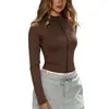 Chamarra de Yoga para Mujer con Mangas Largas, Cierre, Corte Ajustado, Secado Rápido, Top Deportivo para Fitness, Ajustado, Adelgazante, Chamarra con Cuello Alto