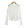 2625-26 Cárdigan de encaje de verano con cordones, cárdigan tipo chal de punto hueco con cordones, ropa exterior para mujer, ropa de protección solar para verano