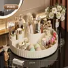 Bandeja Organizadora de Cosméticos Criativa de Luxo Rotativa 360 Graus Suporte de Armazenamento para Mesa de Escritório Porta-Batom Batom Vermelho Pincel de Maquiagem