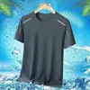 Camiseta de manga corta para hombre, verano, seda de hielo, malla, manga media, casual, talla grande, camiseta para hombre, secado rápido, top holgado T