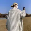 Camisa Rayada Hombre Verano 2023 Nueva Moda Marca Popular Camisa de Manga Larga Duffian Guapo De Moda Suelta Casual Chaqueta