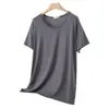 Nueva camiseta de verano para mujer, modelo modal, cuello redondo, talla grande, manga corta, camisa base casual holgada