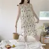 Camisola de Manga Curta de Verão Crepe de Algodão Imitação Algodão Bolha Renda Pijama Vestido Amplo Plus Size Roupa de Casa