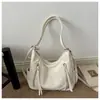 2026 Nova Tendência Cor Sólida Grande Capacidade Texturizada Fashionável Tendência Casual Trabalho Único Ombro Bolsa Tote de Mão