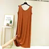 Bata de Noche de Verano para Mujer, Camisola Vestido sin Mangas de Modal, Pijama de Longitud Media, Ropa de Casa Holgada Tallas Grandes, Sensación Fresca
