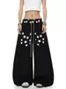 Calça moletom casual com estampa de estrela, estilo high street americano, para homens e mulheres, modelagem solta, fluida, esportiva, perna reta, perna larga, calça longa para dança de jazz