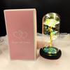 Regalo del Día de la Diosa, Regalo Pequeño de Cumpleaños para el Día de la Madre, Adorno de Cúpula de Cristal de Flor de Rosa con Luz Colorida de Tres Hojas, Fábrica de Origen