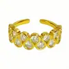 Anillo Abierto Vintage de Estilo Palacio Retro de Moda con Diamantes Completos para Mujer